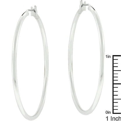 Large Silvertone Finish Hoop Earrings-1