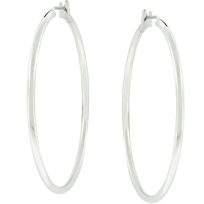 Large Silvertone Finish Hoop Earrings-2