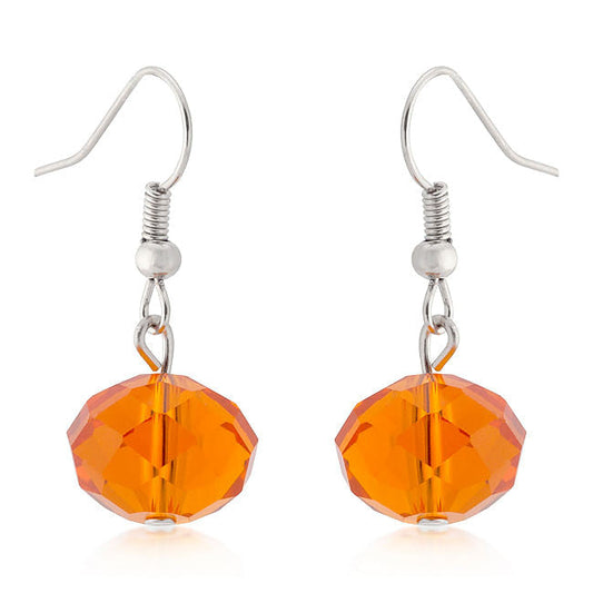 Orange Faceted Bead Earrings