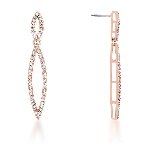 Sara 1.2ct CZ Rose Gold Delicate Double Teardrop Drop Earrings-1