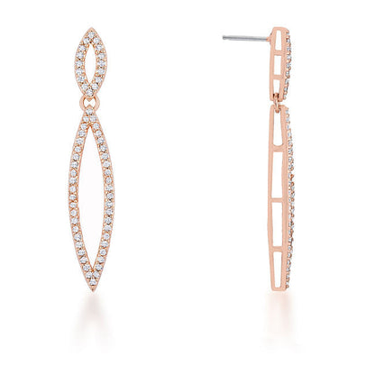 Sara 1.2ct CZ Rose Gold Delicate Double Teardrop Drop Earrings-1