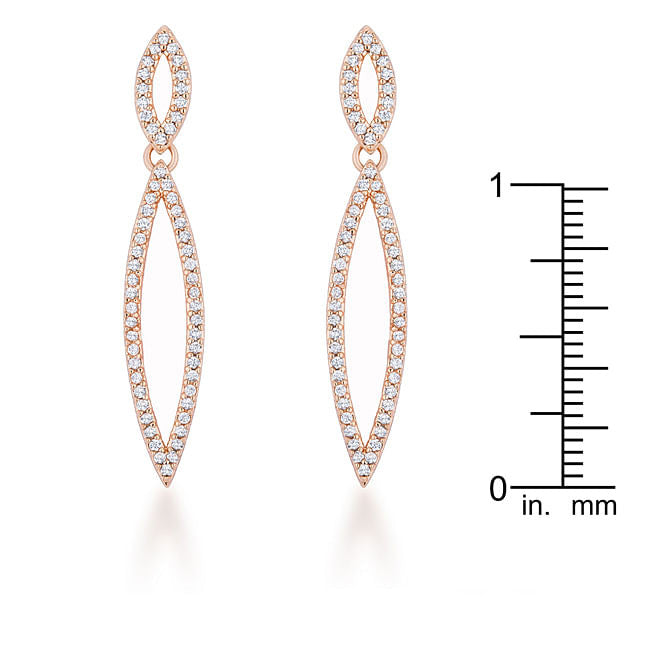 Sara 1.2ct CZ Rose Gold Delicate Double Teardrop Drop Earrings-2
