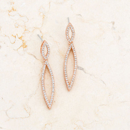 Sara 1.2ct CZ Rose Gold Delicate Double Teardrop Drop Earrings-3