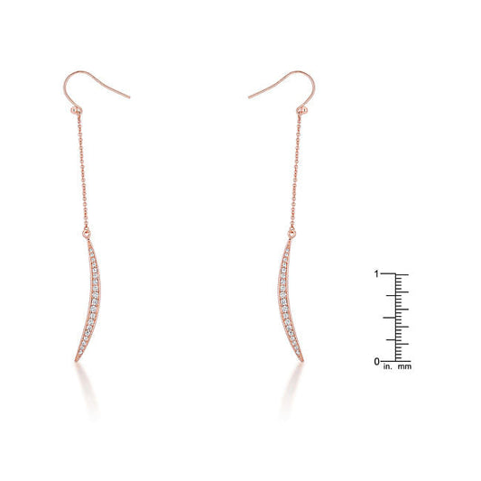 Luna 0.5ct CZ Rose Gold Delicate Moon Drop Earrings-0