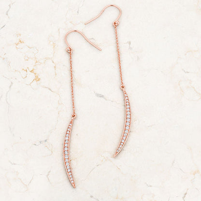 Luna 0.5ct CZ Rose Gold Delicate Moon Drop Earrings-1
