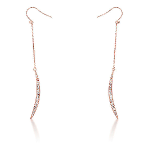 Luna 0.5ct CZ Rose Gold Delicate Moon Drop Earrings-2