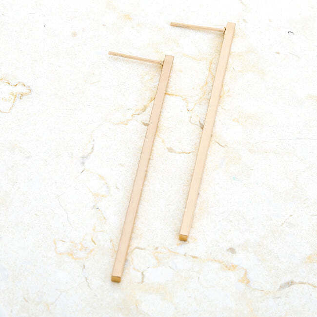 Carolee Gold Stainless Steel Line Drop Earrings-2