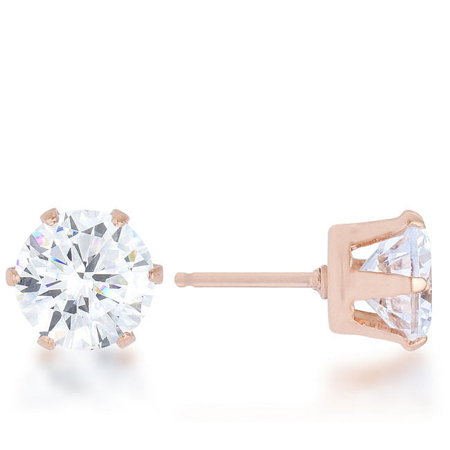 Reign 3.4ct CZ Rose Gold Stainless Steel Stud Earrings-1