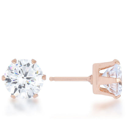 Reign 3.4ct CZ Rose Gold Stainless Steel Stud Earrings-1