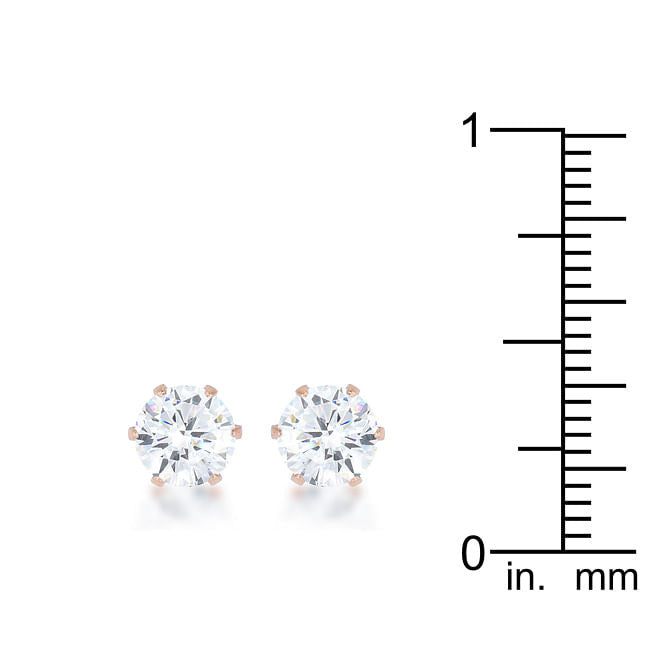 Reign 3.4ct CZ Rose Gold Stainless Steel Stud Earrings-2
