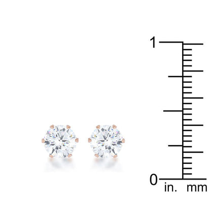 Reign 3.4ct CZ Rose Gold Stainless Steel Stud Earrings-2