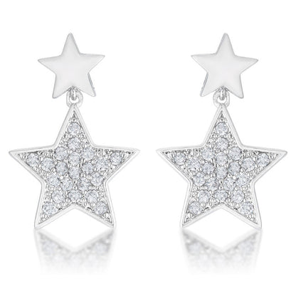 Bianca 0.5ct CZ Rhodium Star Drop Earrings
