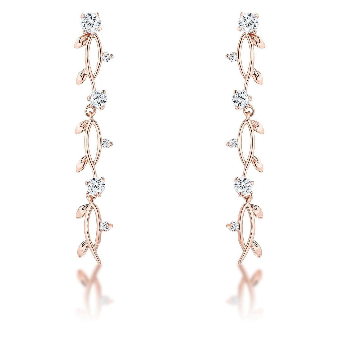 1.1Ct Vine Design Rose Gold Plated Earrings-0