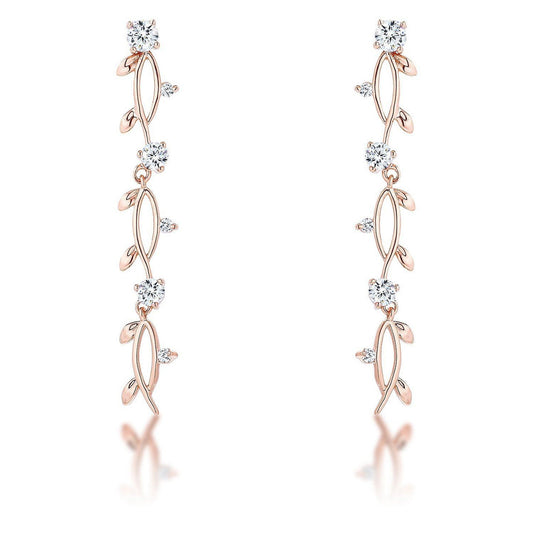 1.1Ct Vine Design Rose Gold Plated Earrings-0