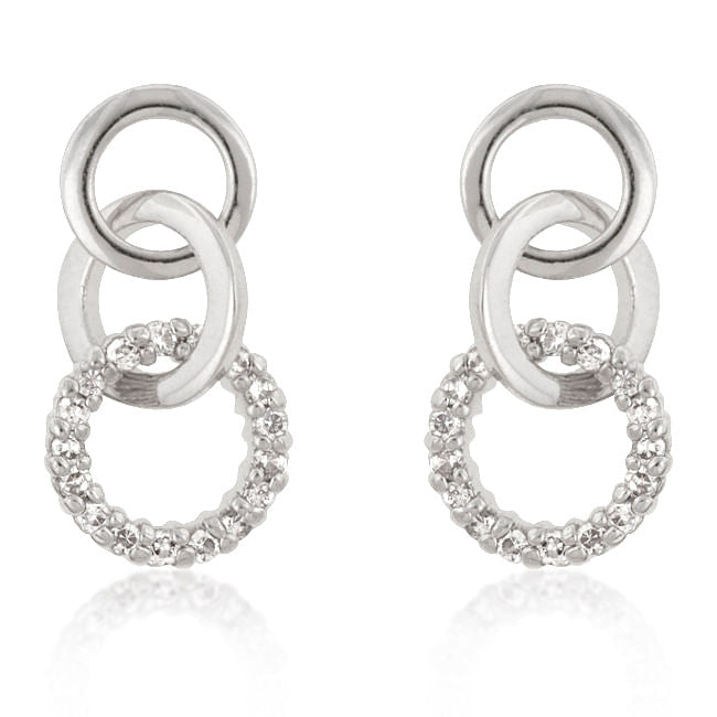 Rhodium Plated Finish Triplet Hooplet Earrings-0
