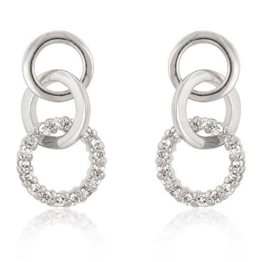 Rhodium Plated Finish Triplet Hooplet Earrings-0