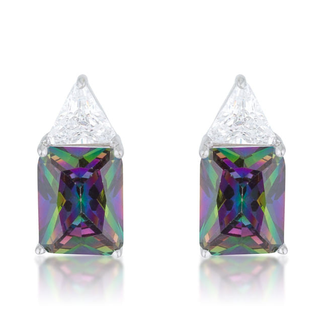 Classic Mystic Cubic Zirconia Rhodium Stud Earrings-0