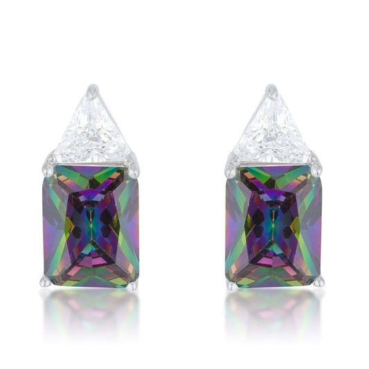 Classic Mystic Cubic Zirconia Rhodium Stud Earrings-0