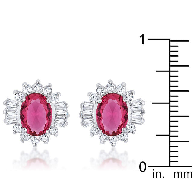 Chrisalee 3.3ct Ruby CZ Rhodium Classic Stud Earrings-1