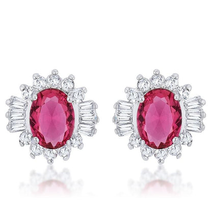 Chrisalee 3.3ct Ruby CZ Rhodium Classic Stud Earrings-3