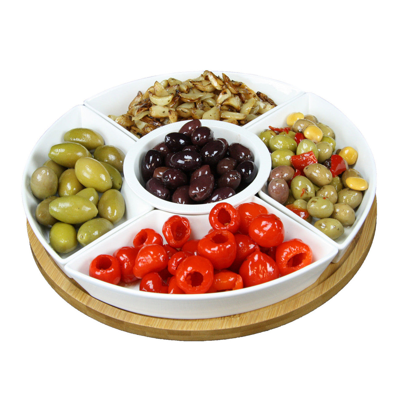 Elama Signature 12 1/4 In. 6-Piece Lazy Susan Appetizer and Condiment Server Set with 5 Serving Dis-0