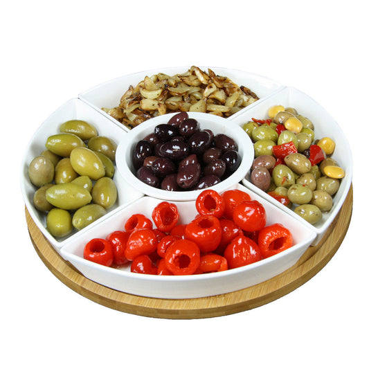 Elama Signature 12 1/4 In. 6-Piece Lazy Susan Appetizer and Condiment Server Set with 5 Serving Dis-0