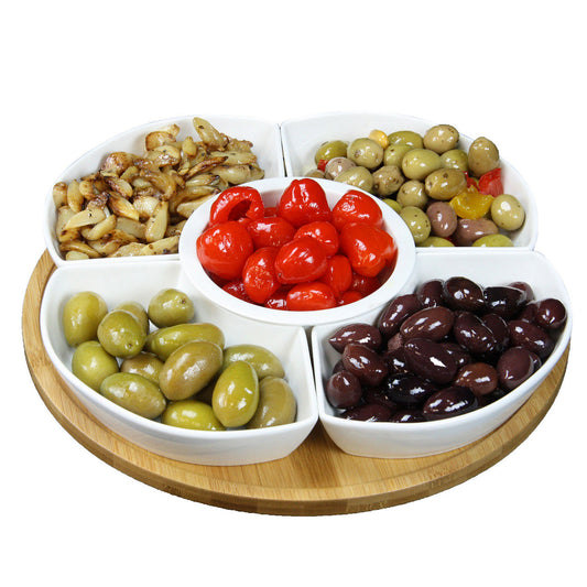 Elama Signature 12 1/4 Inch 6-Piece Lazy Susan Appetizer and Condiment Server Set with 5 Serving Di-0