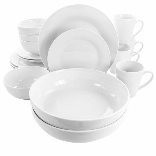 Elama Carey 18 Piece Round Porcelain Dinnerware Set in White-0
