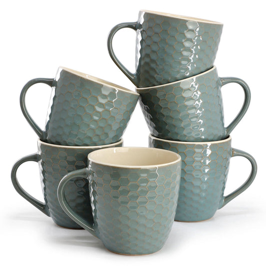 Elama Honeycomb 6 Piece 15 oz. Mug Set in Turquoise-0