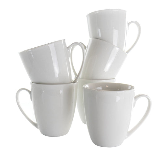Elama Rosales 6 Piece 12 Ounce Porcelain Mug Set in White-0