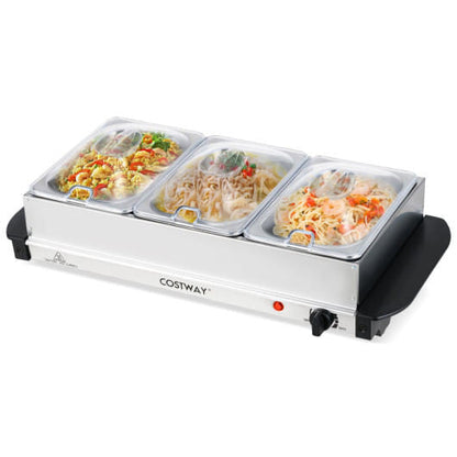 Electric Buffet Server Food Warmer with 3 Removable Trays-2