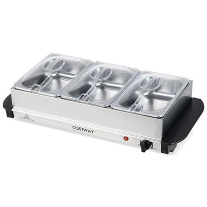 Electric Buffet Server Food Warmer with 3 Removable Trays-4