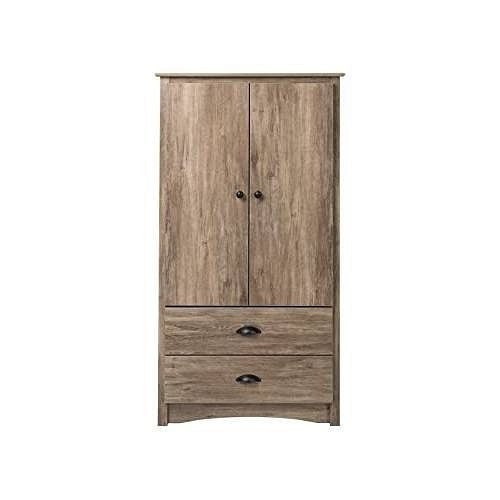 FarmHome Rustic 2 Drawer Bedroom Storage Armoire Grey Oak-2