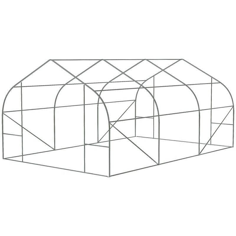 11.5 ft x 9.8 ft. Greenhouse with Green PE Cover and Heavy Duty Steel Frame-1