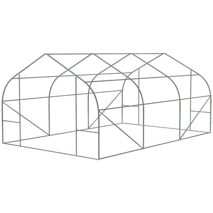11.5 ft x 9.8 ft. Greenhouse with Green PE Cover and Heavy Duty Steel Frame-1