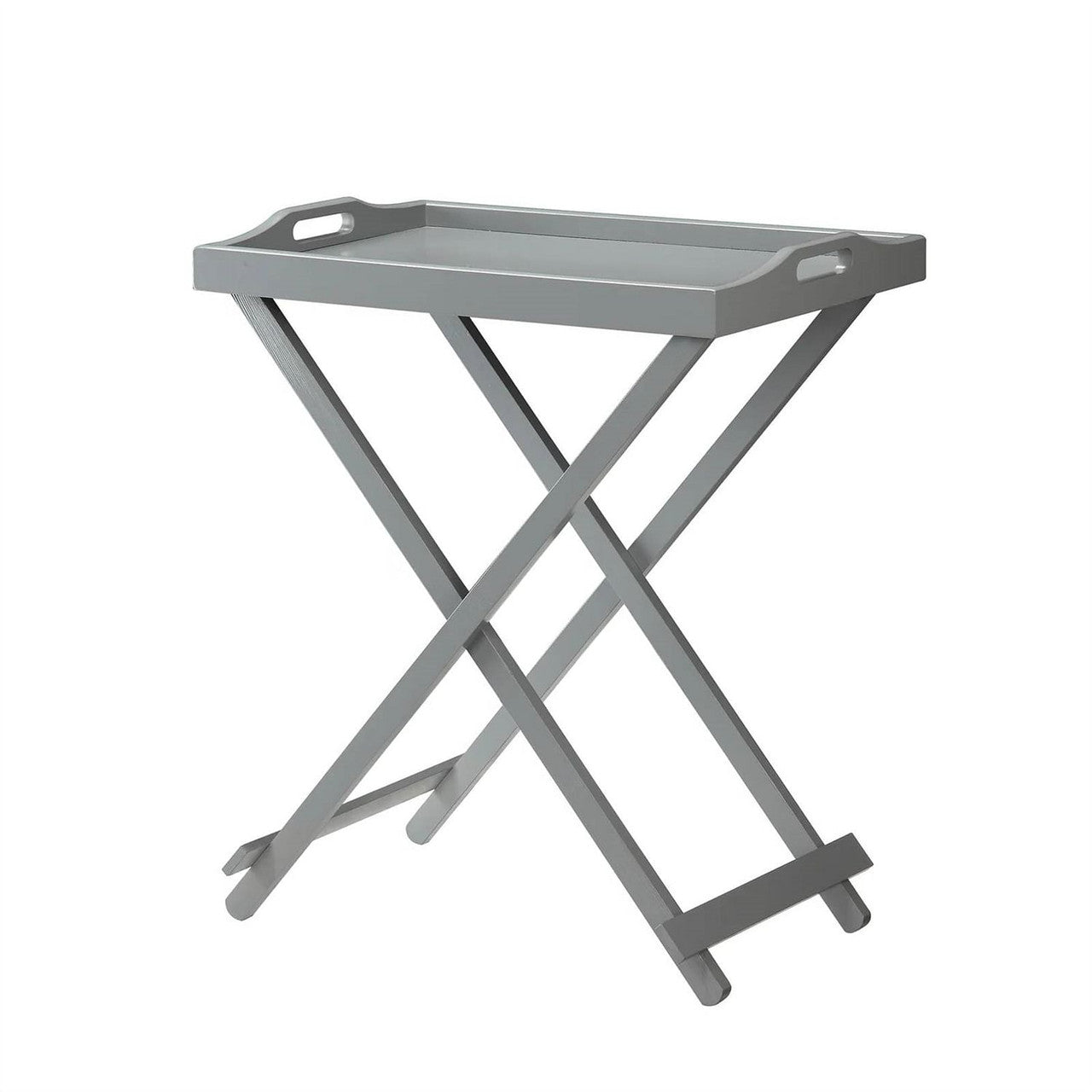 Folding TV Tray Bedside Table in Grey Wood Finish-1