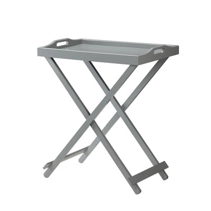 Folding TV Tray Bedside Table in Grey Wood Finish-1