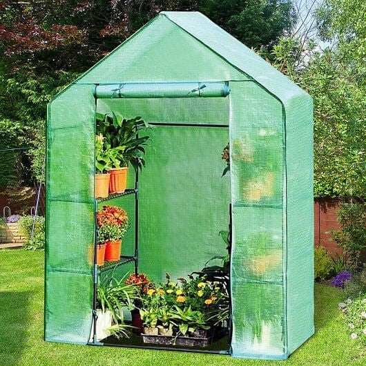 Portable 4 Tier Walk-in Plant Greenhouse with 8 Shelves-2