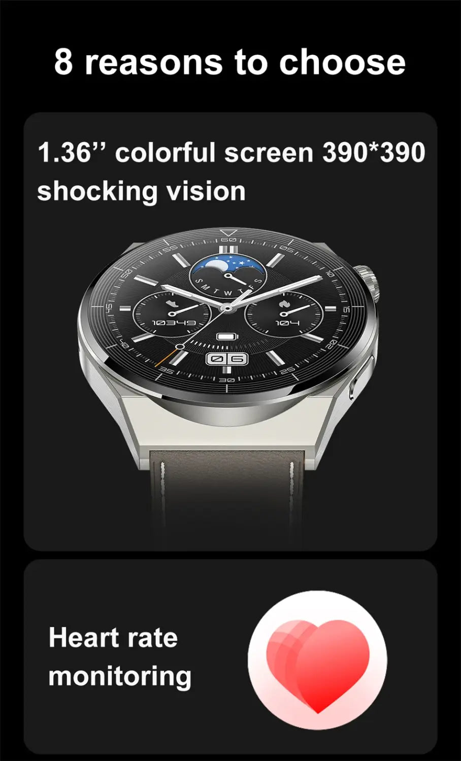 For Huawei Xiaomi NFC Smart Watch Men GT3 Pro AMOLED 390*390 HD Screen Heart Rate Bluetooth Call IP68 Waterproof SmartWatch 2023 2