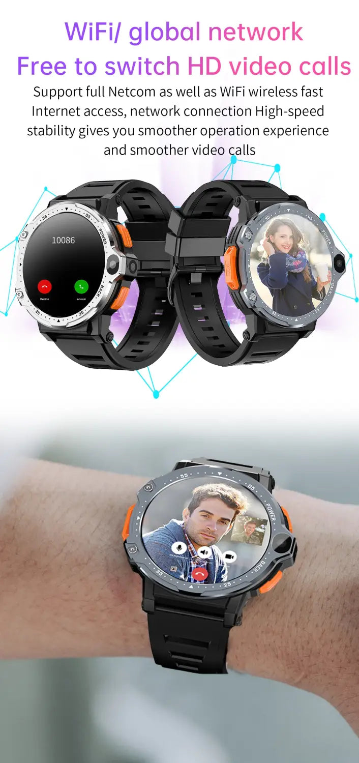 4G Android Smartwatch with Sim Card Slot GPS HD Camera 64GB ROM