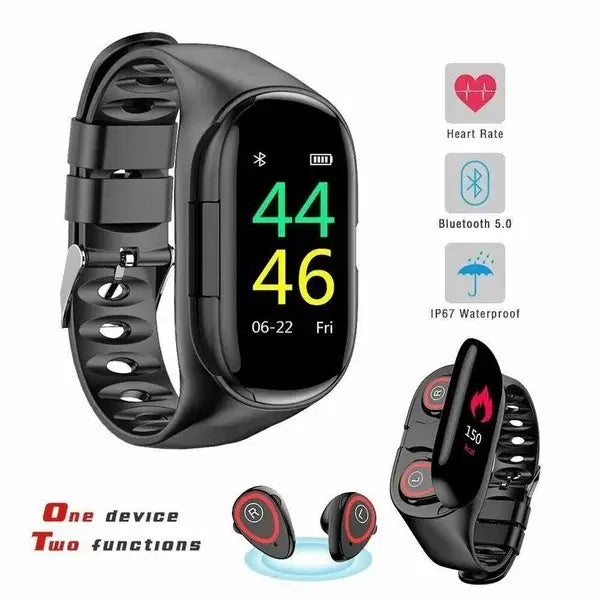 M1 Smartwatch 2in1 Bt Earphone Hate Rate Blood Pressure Monitor