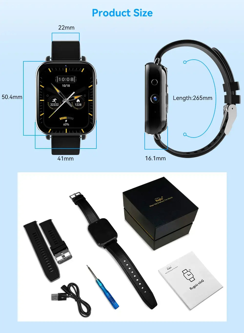 Smartwatch Android 9.1 2GB 16GB Dual Chip Dual Mode Quad Core 1.75 IPS Display GPS WIFI Ceramic Camera