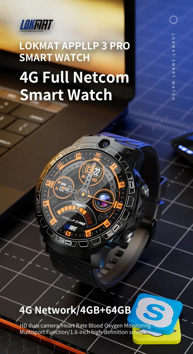 LOKMAT Android 8.1 system 4G LTE 3 Pro 4G smart watches