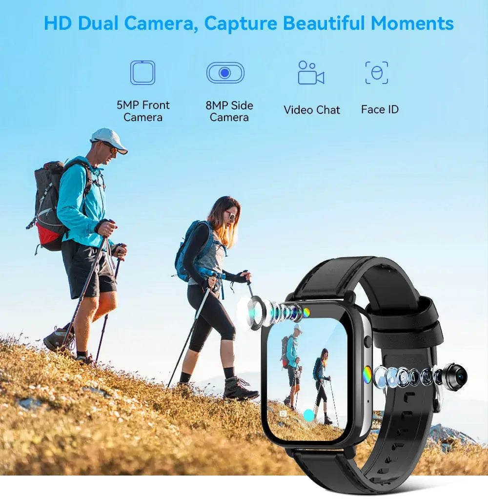 Smartwatch Android 9.1 2GB 16GB Dual Chip Dual Mode Quad Core 1.75 IPS Display GPS WIFI Ceramic Camera