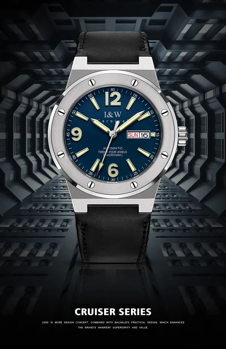 2021 New Switzerland I&W Mechanical Watch For Men Brand Luxury Automatic Wrist Watch 50M Waterproof NH36A Reloj Hombre