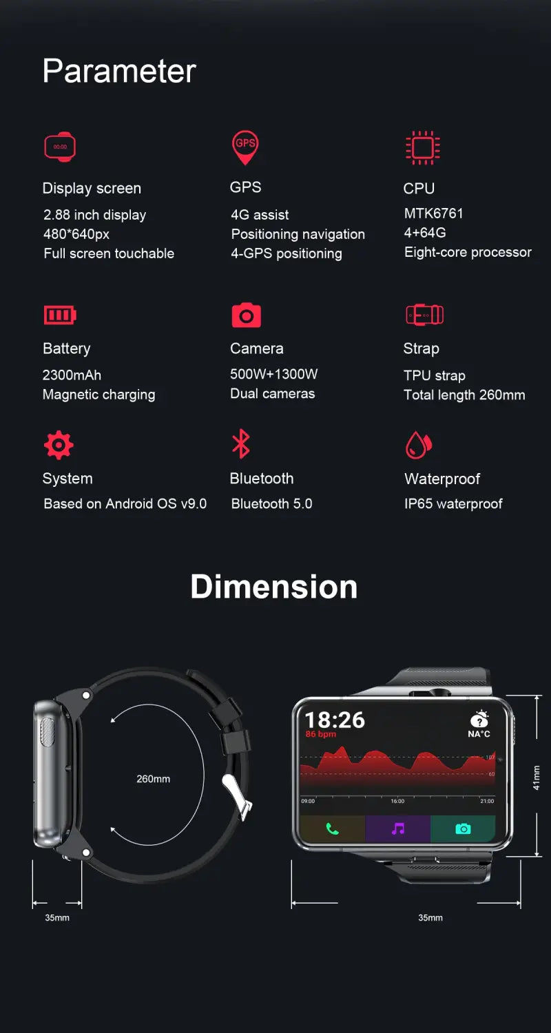 Touch Screen 4G Android Smartwatch