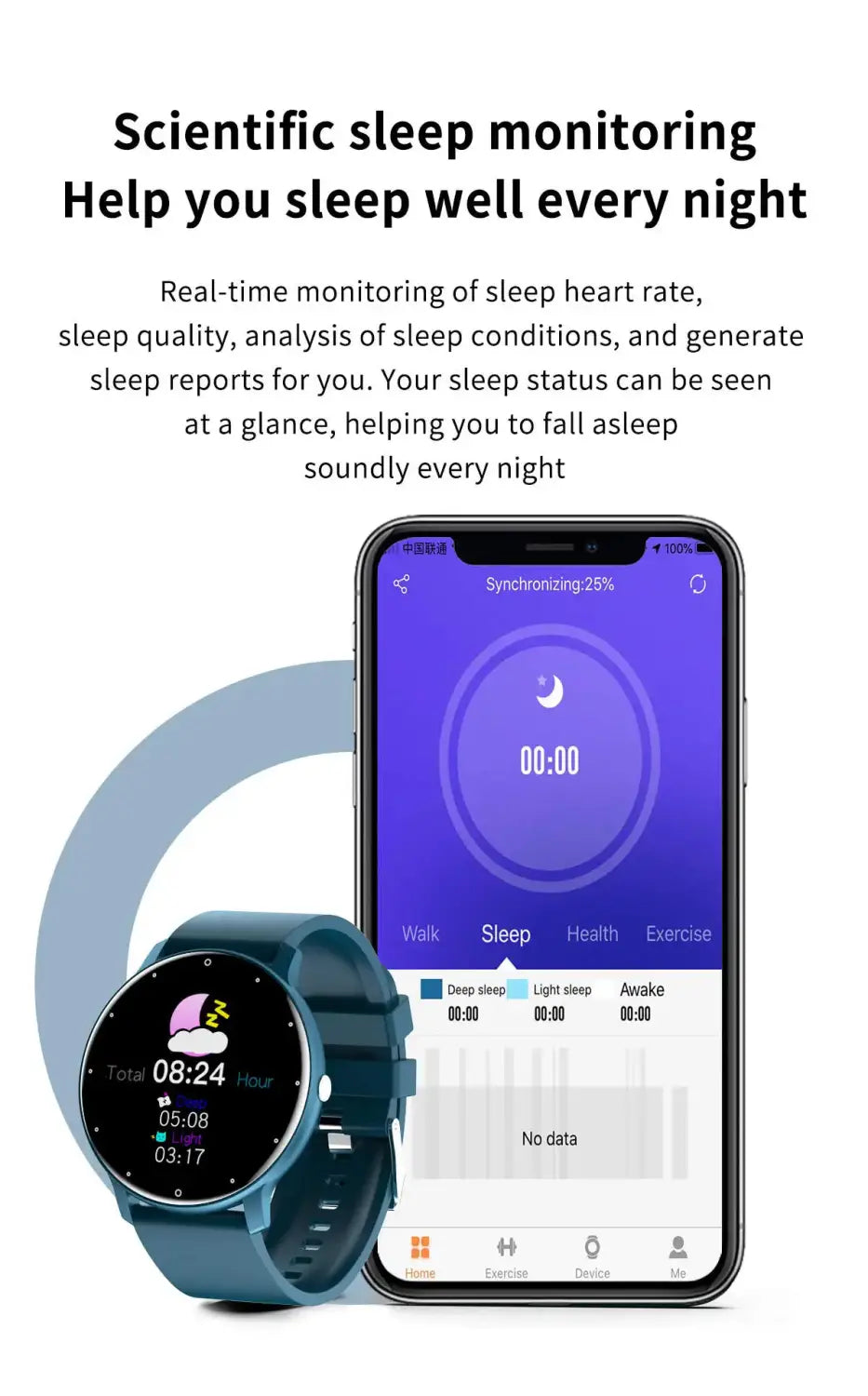 Touch Dial Fitness Tracker IP67 Waterproof 4G ROM Smartwatch