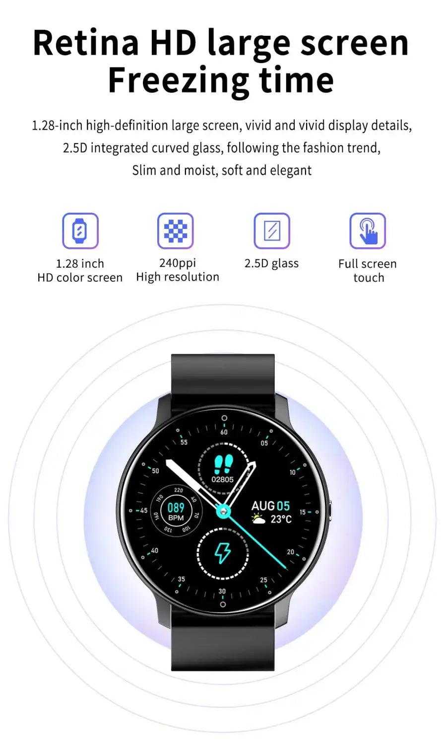 Touch Dial Fitness Tracker IP67 Waterproof 4G ROM Smartwatch