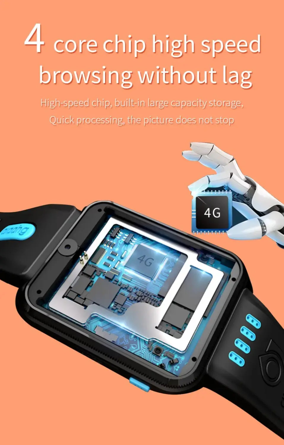 Smartwatch Android 4G GPS Location SIM Card Anti-lost Student kids watch