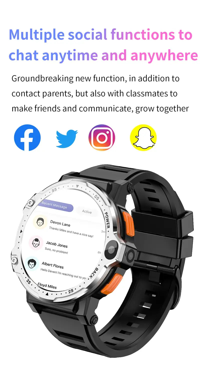 4G Android Smartwatch with Sim Card Slot GPS HD Camera 64GB ROM
